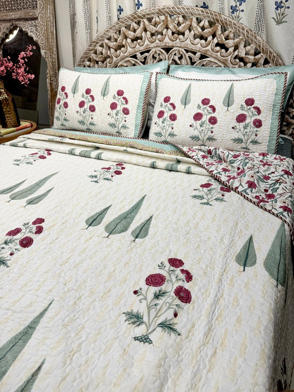 Gulbagh Bedding Set (Bedspreads + Quilt) - The Decor Central