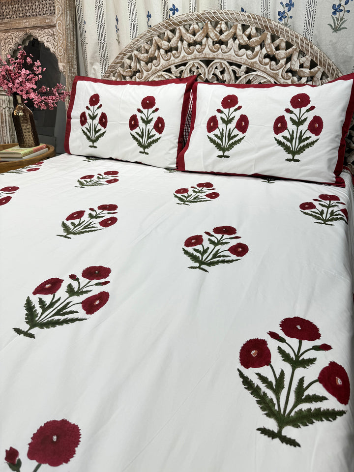 Hand Block Cotton Bedsheet |Gulfam Bedsheet - The Decor Central