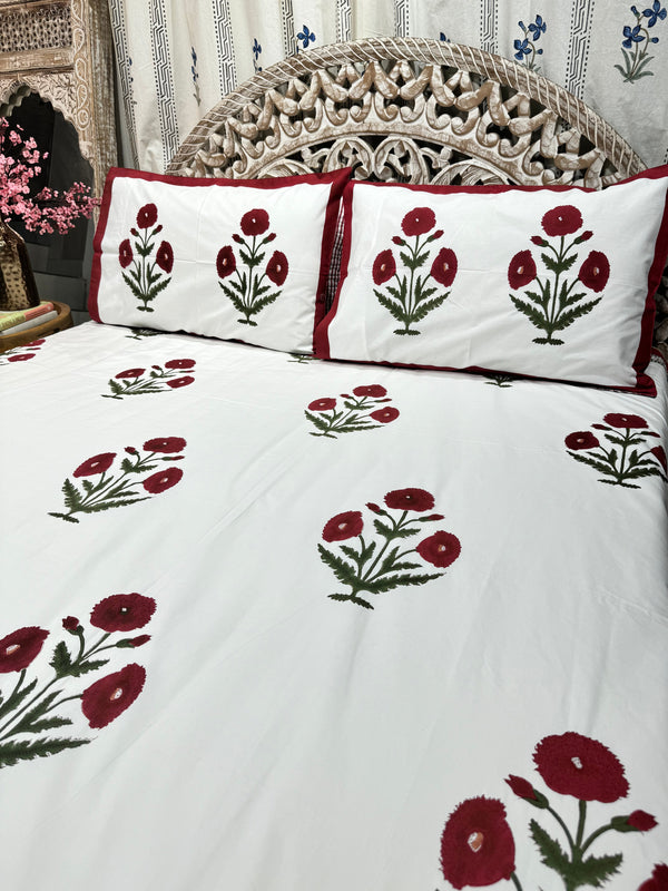 Hand Block Cotton Bedsheet |Gulfam Bedsheet - The Decor Central