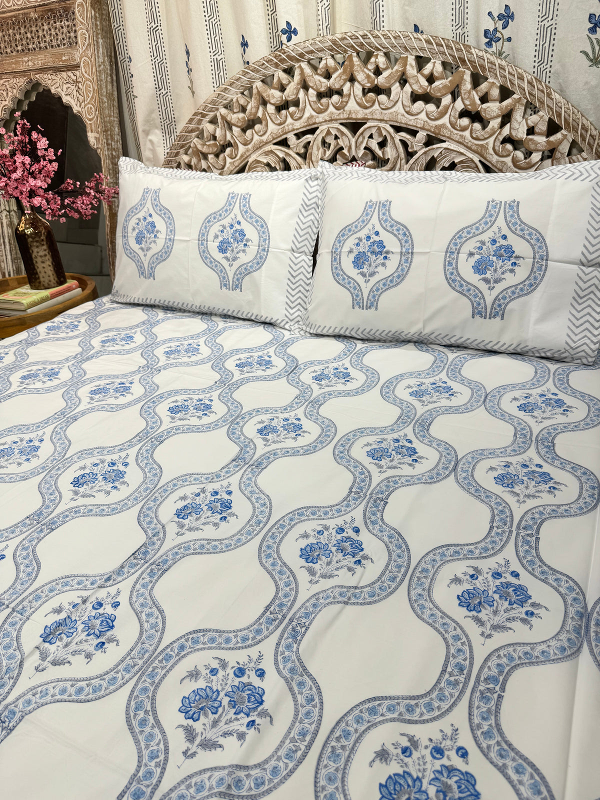 Hand Block Cotton Bedsheet | Neeljaal Bedsheet - The Decor Central