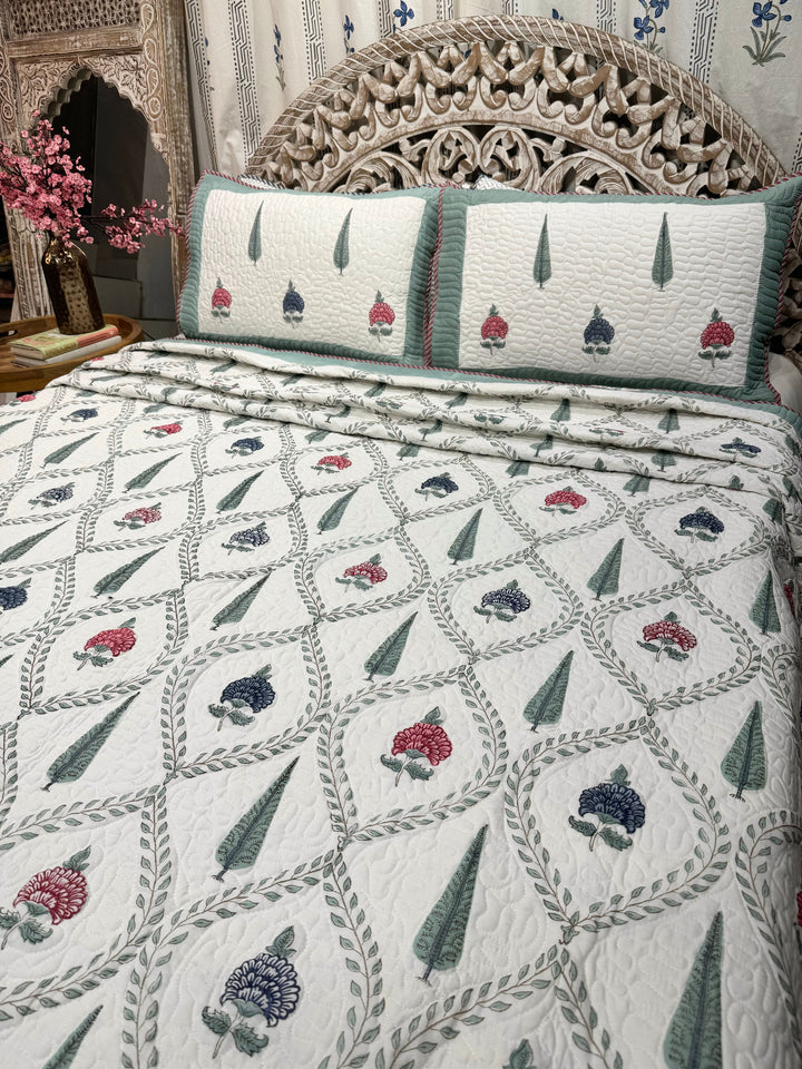 Hand Block Mulmul Cotton Bedspreads | Meher Bedspreads - The Decor Central