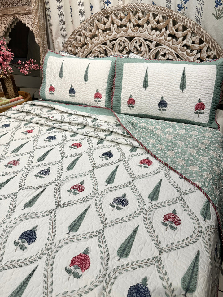 Hand Block Mulmul Cotton Bedspreads | Meher Bedspreads - The Decor Central