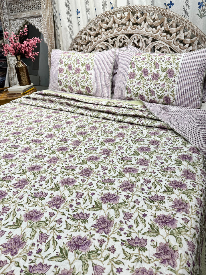 Hand Block Mulmul Cotton Bedspreads | Sage Bedspreads - The Decor Central