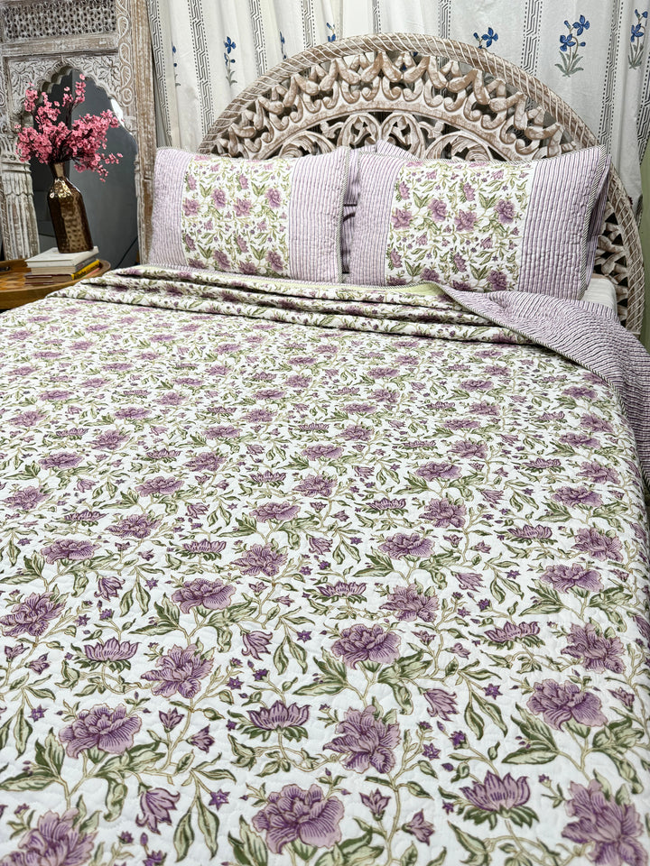 Hand Block Mulmul Cotton Bedspreads | Sage Bedspreads - The Decor Central