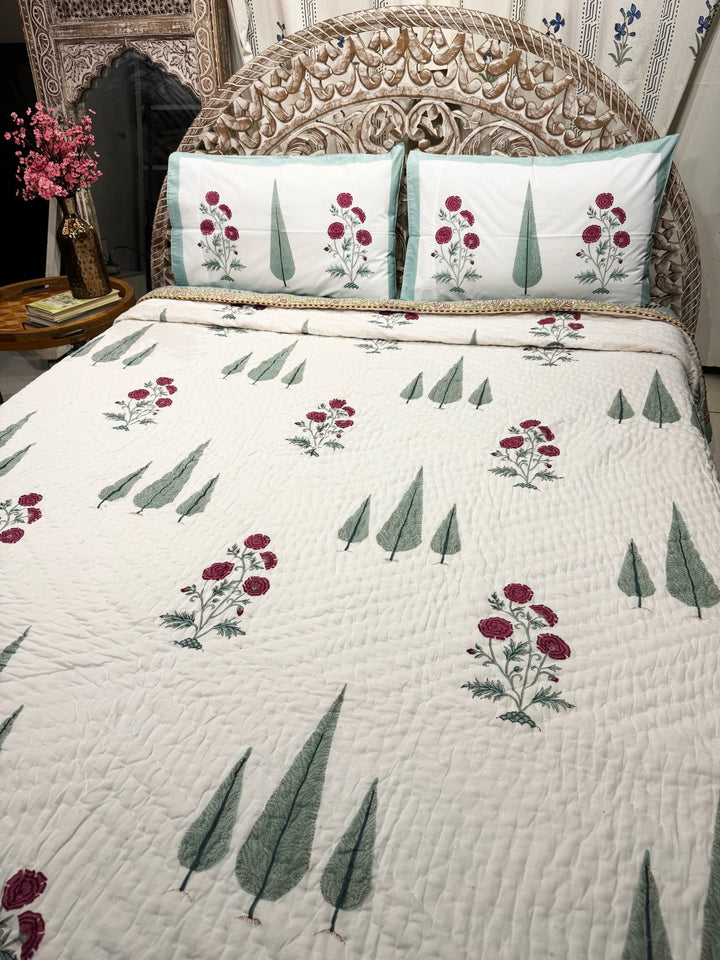 Gulbagh Bedding Set With Super King Bedsheet - The Decor Central