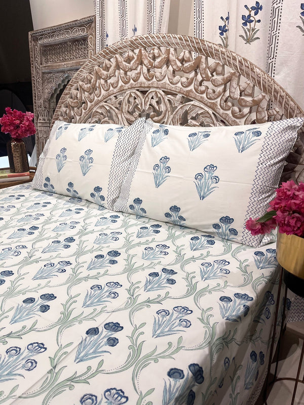 Lily Blue Bedsheet - The Decor Central