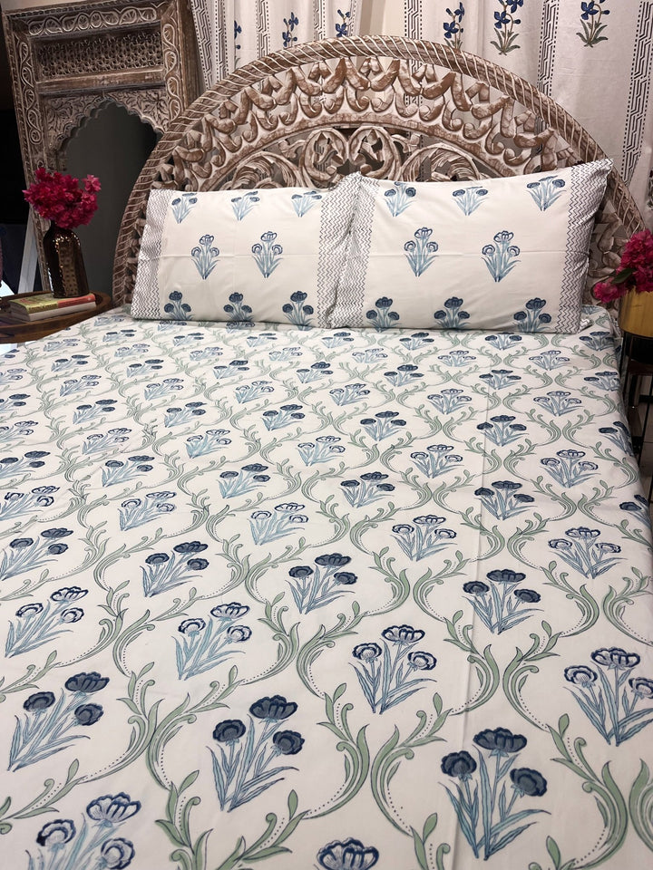 Lily Blue Bedsheet - The Decor Central