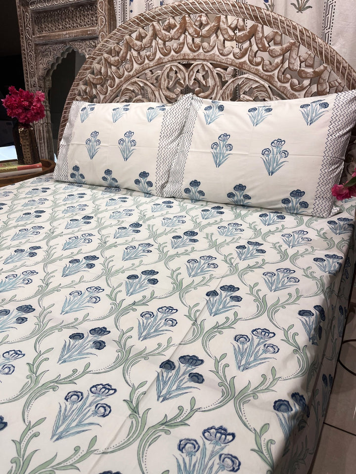 Lily Blue Bedsheet - The Decor Central